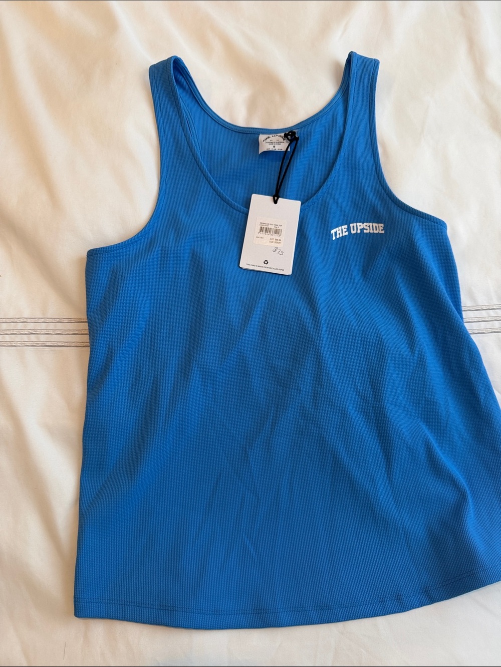 The Upside Bright Blue Ribbed Tank Top with Logo